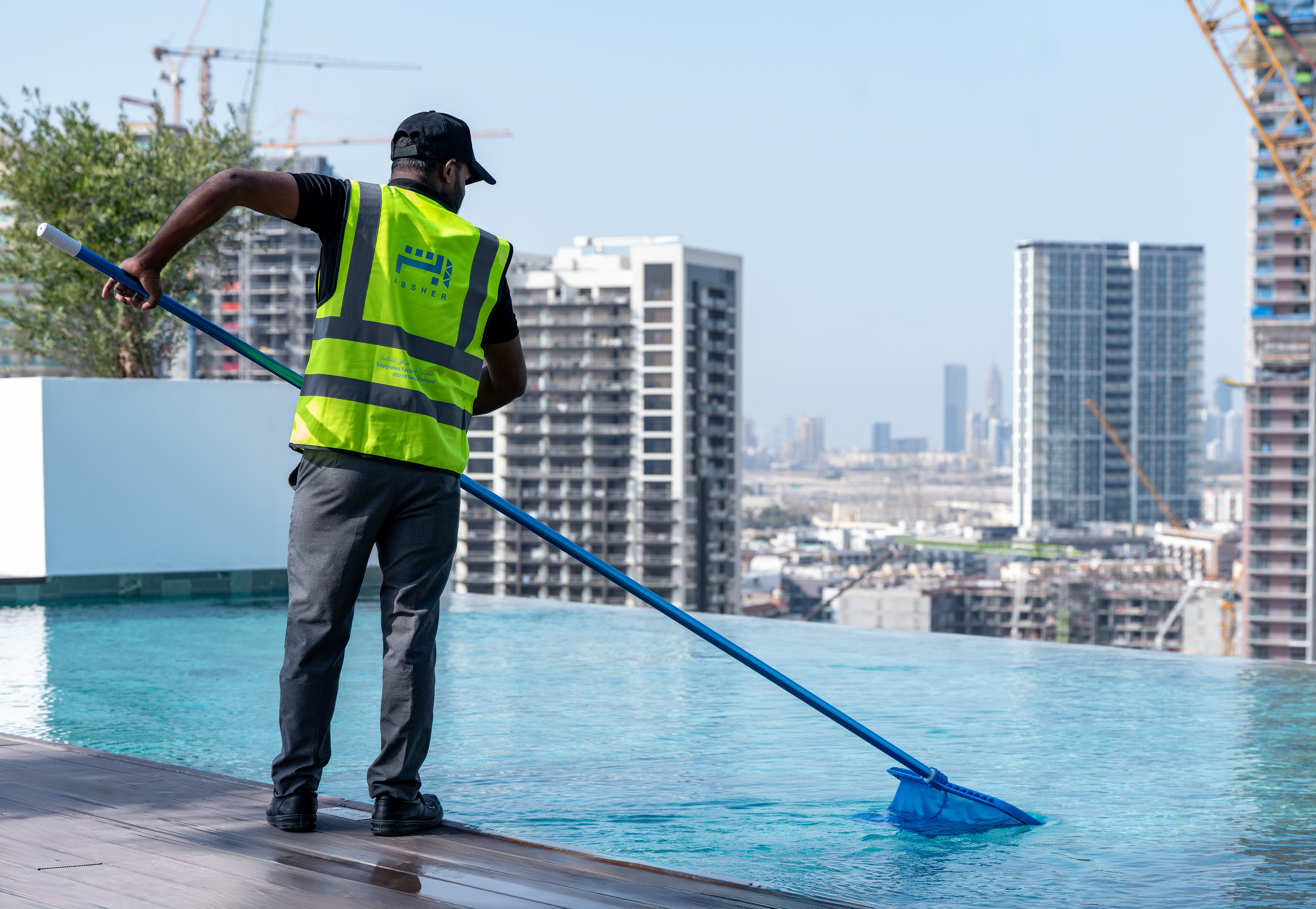 High-rise facade specialists at work.